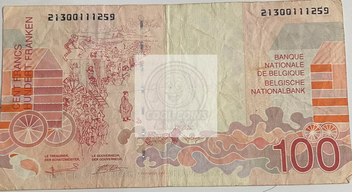 Belgium 1999-2000 100 Francs P-147a.2, Used World Banknote - Cool Coins & Notes
