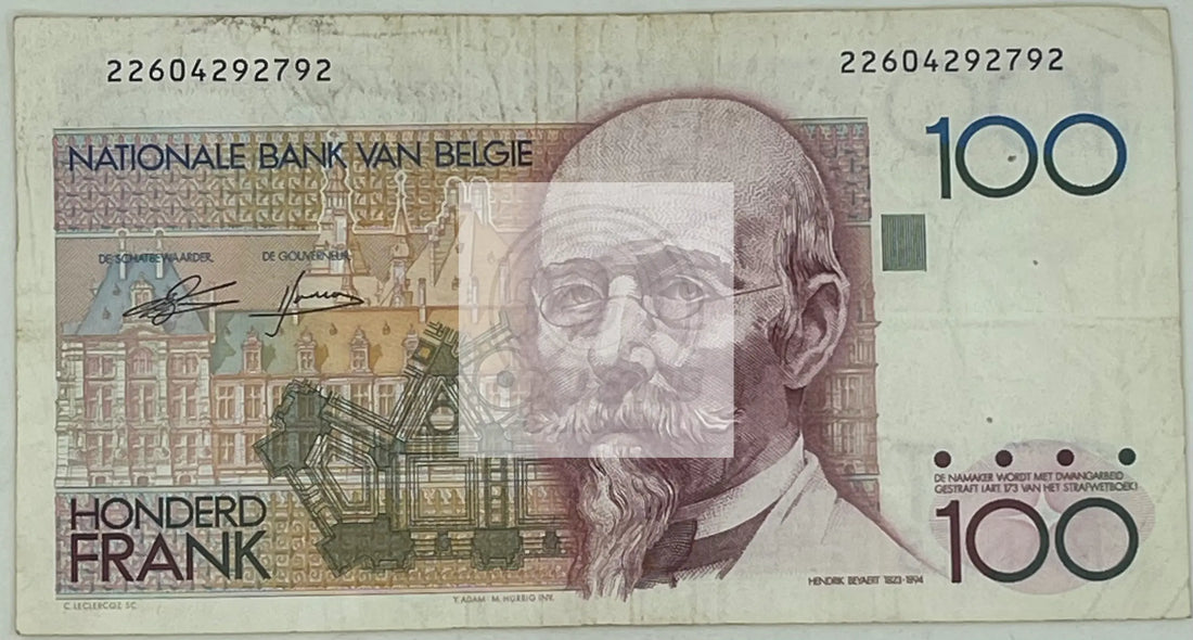 Belgium (1988- 1999) 100 Francs P-142, Used, World Banknote - Cool Coins & Notes