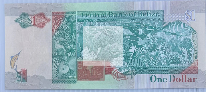 Belize 1990 1 Dollar P-51 UNC QEII Banknote - Cool Coins & Notes
