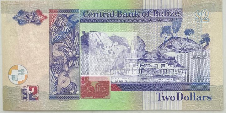 Belize 2 Dollars, 2017, P-66f, UNC Queen Elizabeth II, World Banknote Currency - Cool Coins & Notes