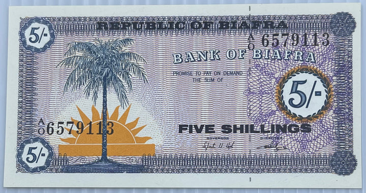 Biafra 1968 5 Schillings P-1 UNC World Banknote Currency Cool Coins & Notes 