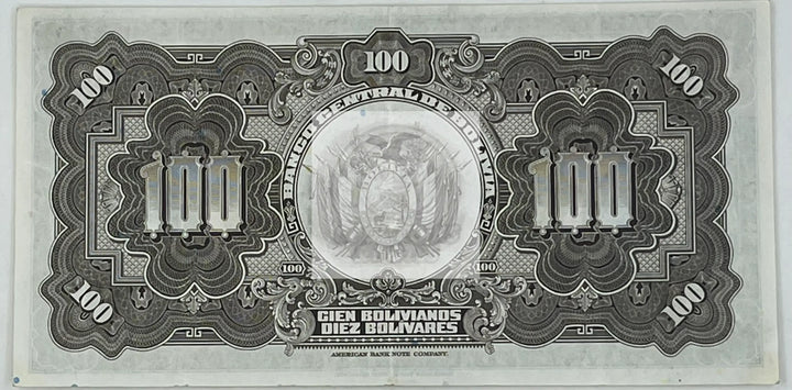 Bolivia 100 BOLIVIANOS P-133 1928, Used World Banknote - Cool Coins & Notes