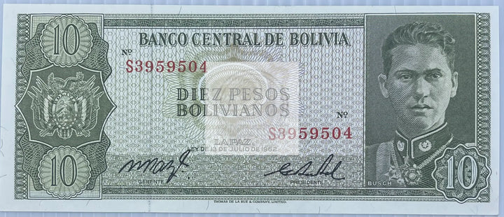 Bolivia 1962 10 Bolivianos P-154a UNC World Banknote Currency - Cool Coins & Notes