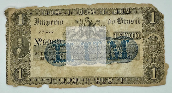 Brasil 1852 1 Mil Reis A-228, Used Banknote - Cool Coins & Notes