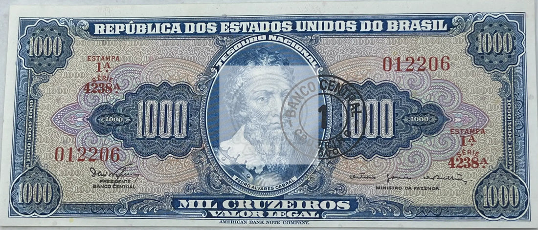 Brazil 1 cruzeiro Novo ND 1966 P-187b UNC Pedro Cabral, World Banknote - Cool Coins & Notes