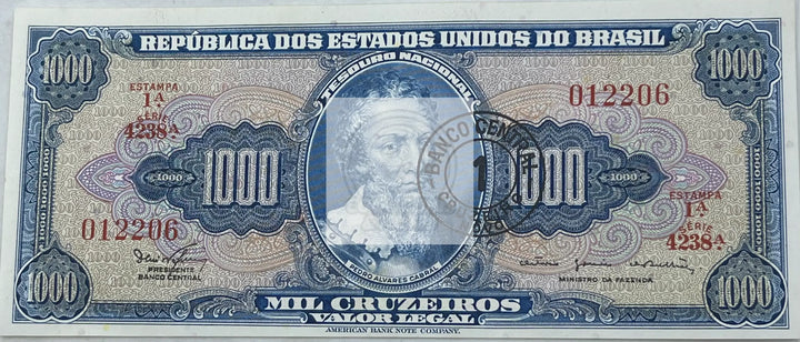 Brazil 1 cruzeiro Novo ND 1966 P-187b UNC Pedro Cabral, World Banknote - Cool Coins & Notes