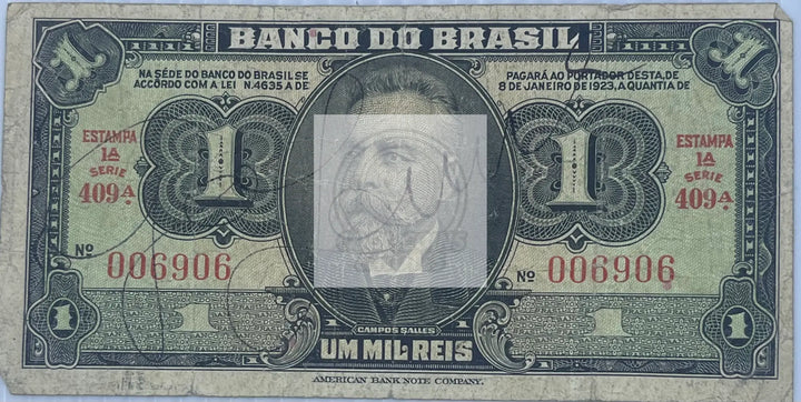 Brazil 1944 1 Mil Reis/1 Cruzeiro P-131 Used World Banknote Currency - Cool Coins & Notes