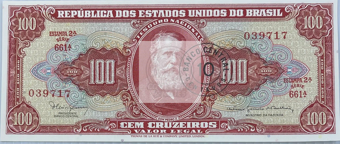 Brazil 1967 100 Cruzeiros P185b UNC World Currency  Banknote - Cool Coins & Notes