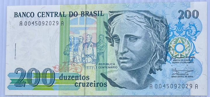 Brazil 1989 200 Cruzeros P-221 UNC Banknote World Paper Money - Cool Coins & Notes