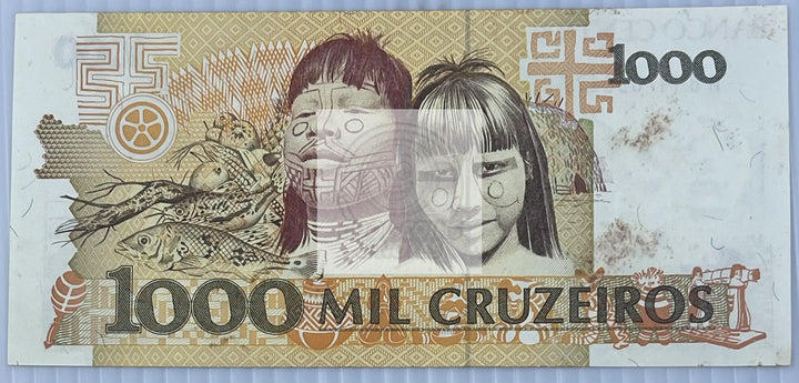 Brazil 1990 1000 Cruzeiros P-23, UNC World Banknote Currency - Cool Coins & Notes