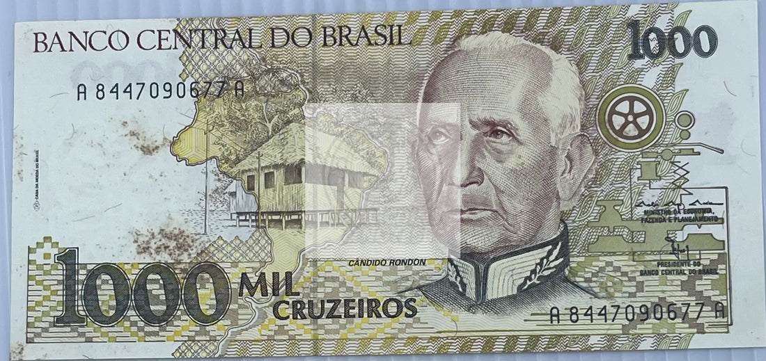 Brazil 1990 1000 Cruzeiros P-23, UNC World Banknote Currency - Cool Coins & Notes