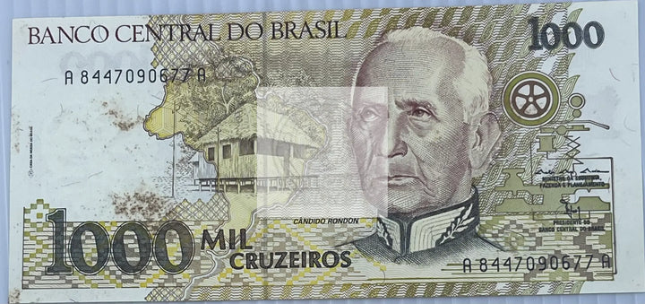 Brazil 1990 1000 Cruzeiros P-23, UNC World Banknote Currency - Cool Coins & Notes