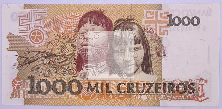 Brazil 1990-91 P-231 1000 Cruzeiros UNC World Paper Money Banknote - Cool Coins & Notes