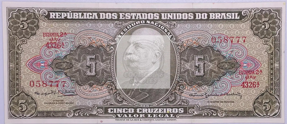 Brazil ND (1964) 5 Cruzeiros P-17 Used Banknote - Cool Coins & Notes