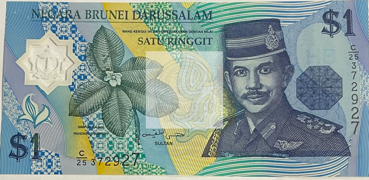 Brunei 1996 1 Ringgit, 1996, P-22a UNC, Polymer World Banknote Currency - Cool Coins & Notes