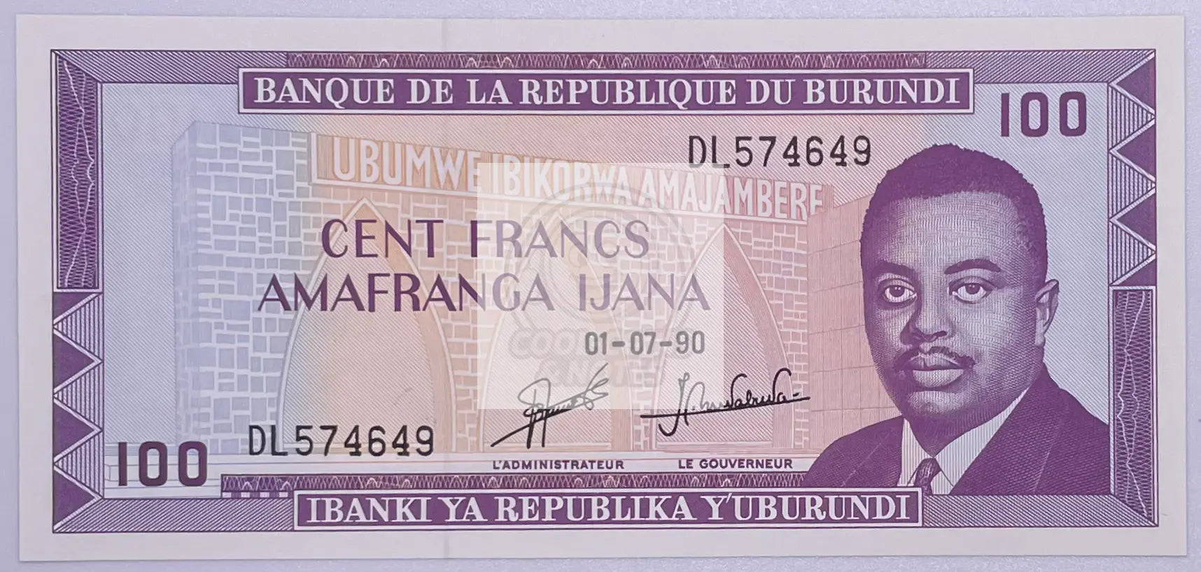 Burundi 100 francs 1990 P-29 (29c.2) UNC - Cool Coins & Notes