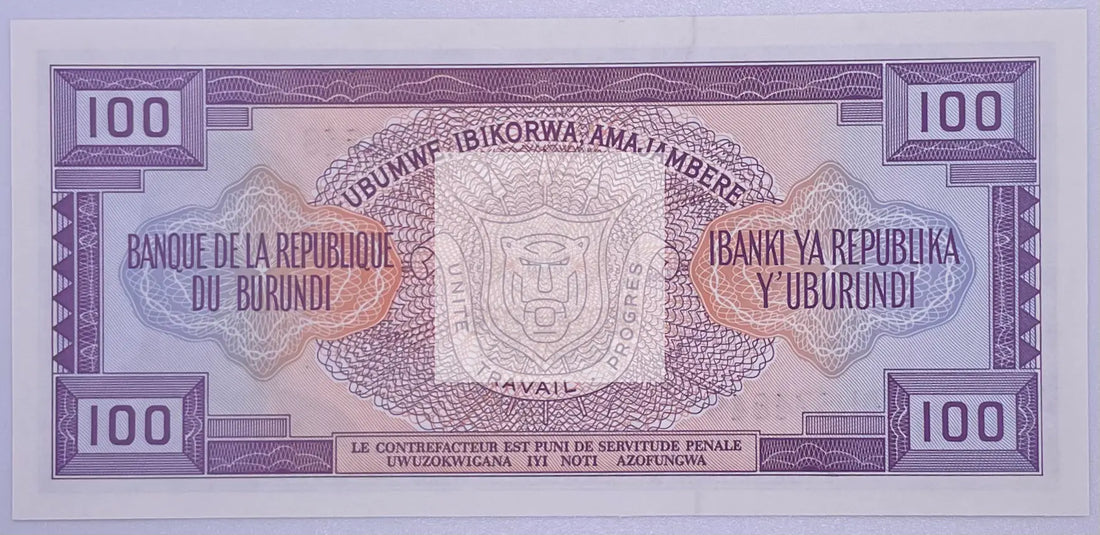 Burundi 100 francs 1990 P-29 (29c.2) UNC - Cool Coins & Notes