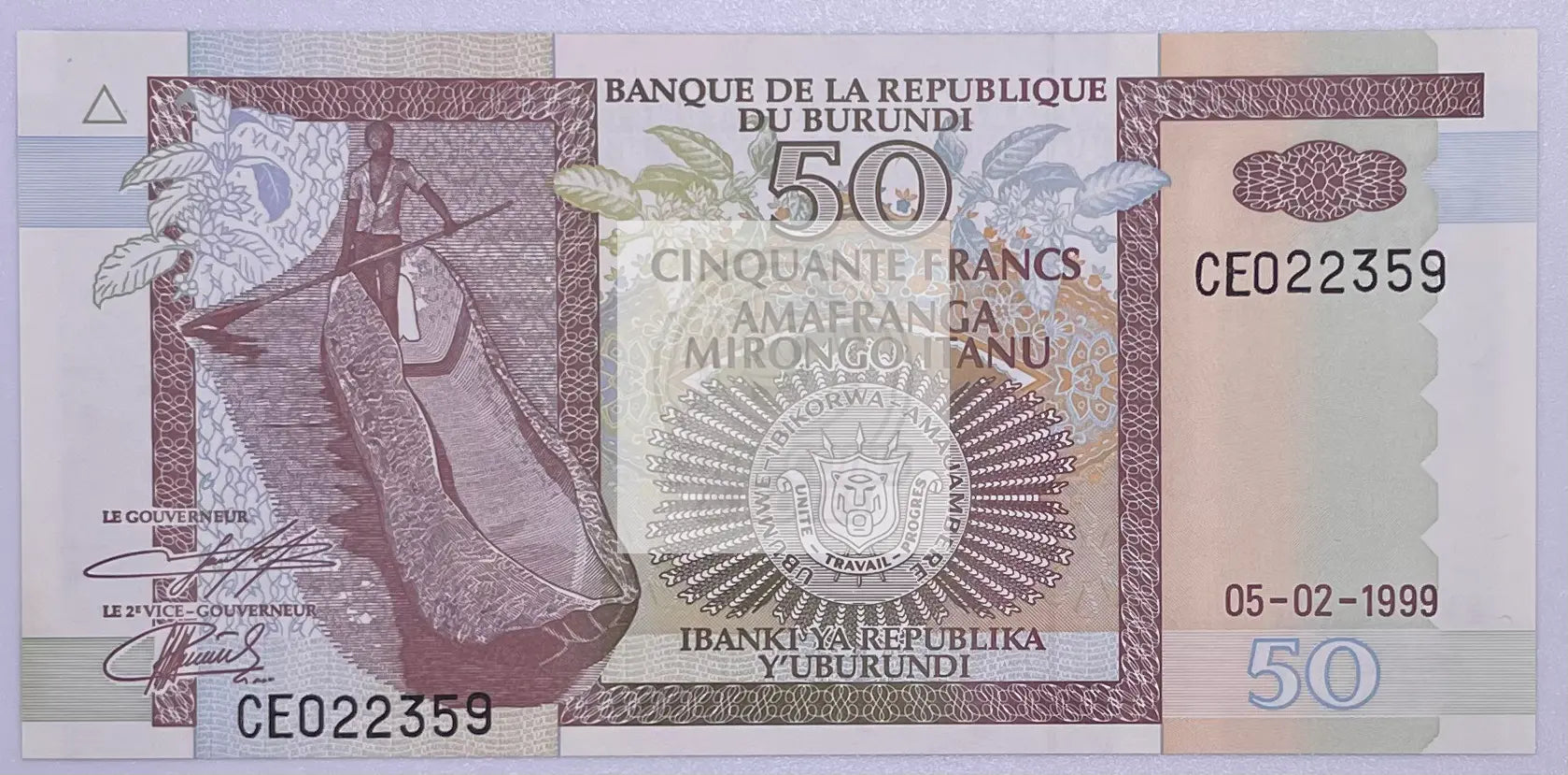 Burundi 50 Francs 1999 UNC P-36 - Cool Coins & Notes