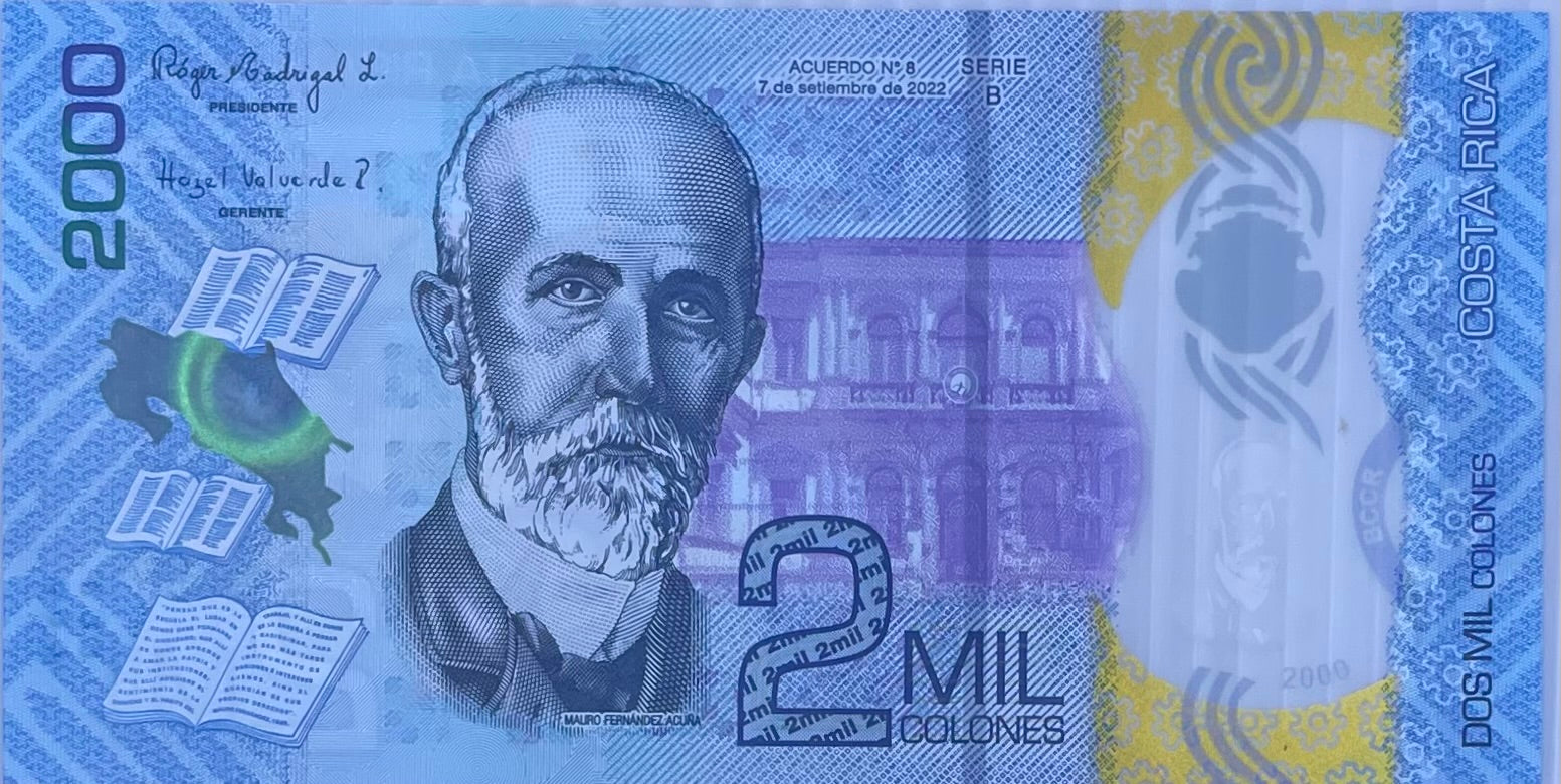 Costa Rica 2018 2000 Colones P-281 UNC SHARK Polymer World Banknote