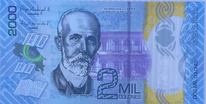 Costa Rica 2018 2000 Colones P-281 UNC SHARK Polymer World Banknote