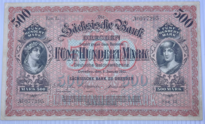 Germany States 1911 500 Mark P-S953B Used Banknote