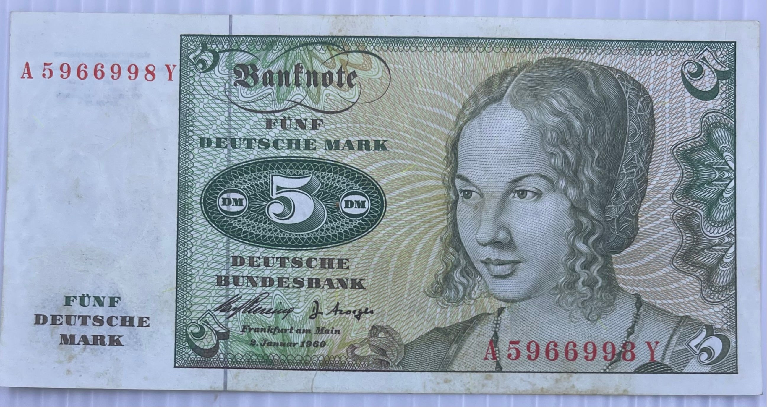 Germany 1960 5 Mark P-18 Used World Banknote