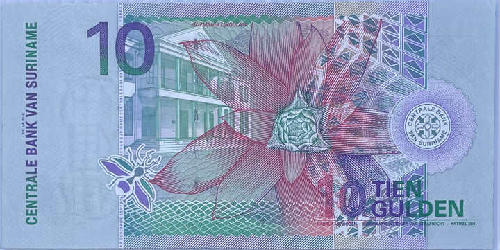 2000 Suriname 10 Gulden P-147 Hummingbird UNC, World Banknote