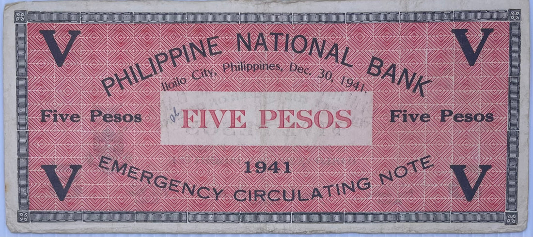 1941 Philippines/Iloilo 5 Pesos Emergency Issue P-S307 World Banknote