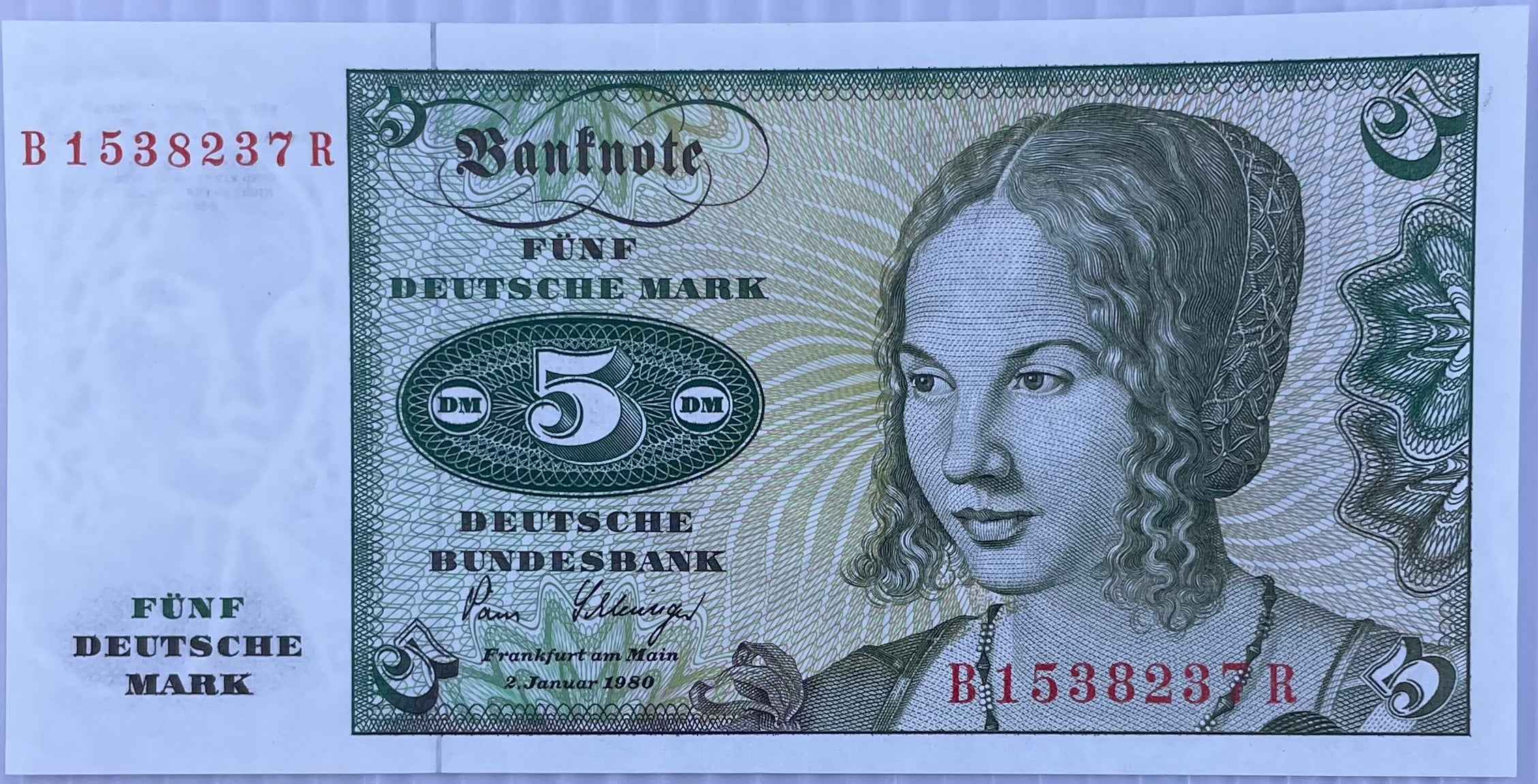 1980 Germany 5 Marks P-30 UNC World Banknote