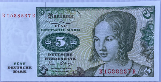 1980 Germany 5 Marks P-30 UNC World Banknote