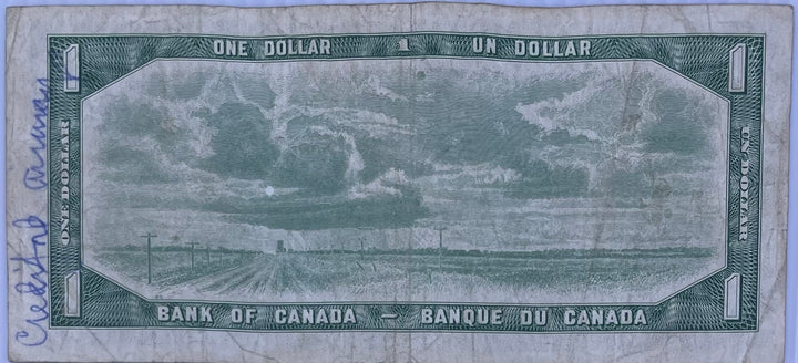 Canada Elizabeth II 1 Dollar 1954 P-75 Used World Banknote From Lot