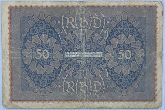 Germany 1919 50 Mark P-66 Circulated World Banknote Currency