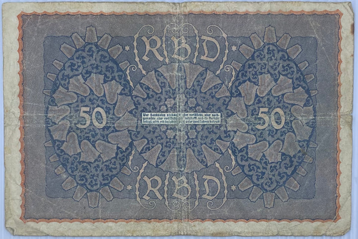Germany 1919 50 Mark P-66 Used World Banknote Currency