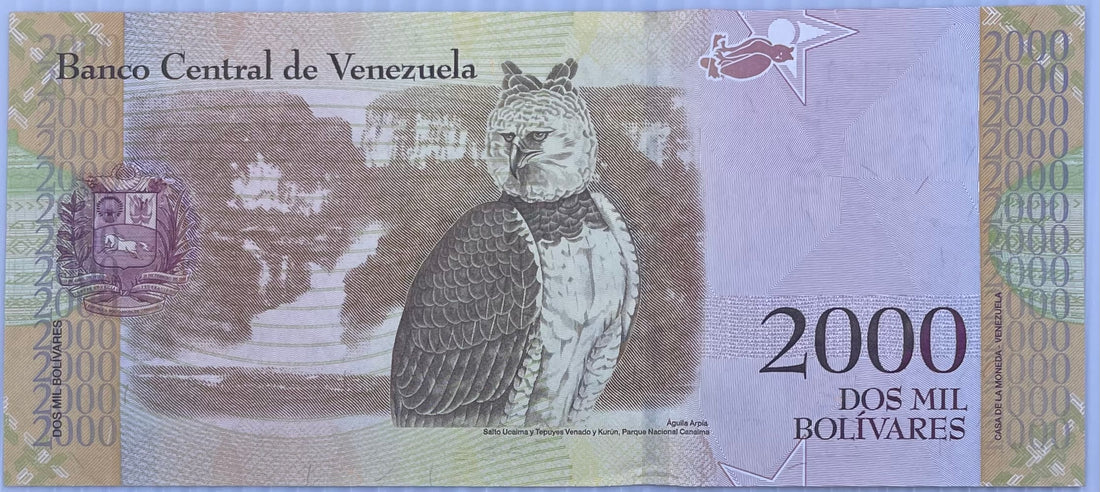 Venezuela 2000 Bolivares P 96 2016 UNC Harpy Eagle Banknote