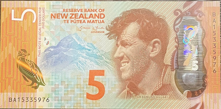 New Zealand 5 Dollars 2015 Polymer P 191 UNC, Banknote