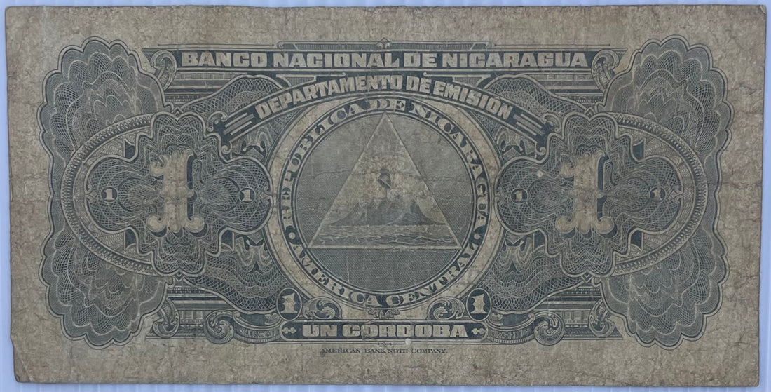 1949 Nicaragua 1 Cordobas P-91a Used World Banknote From Lot