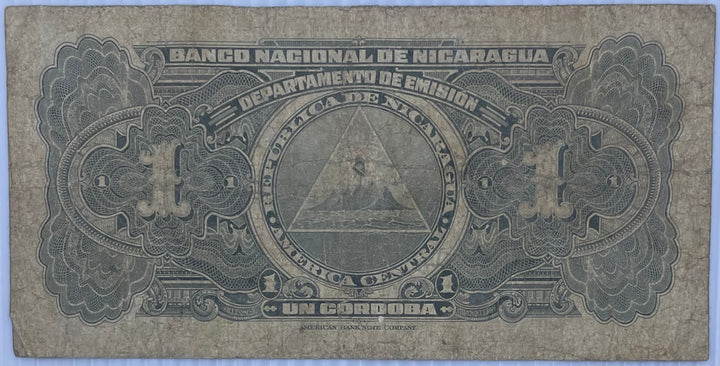 1949 Nicaragua 1 Cordobas P-91a Used World Banknote From Lot