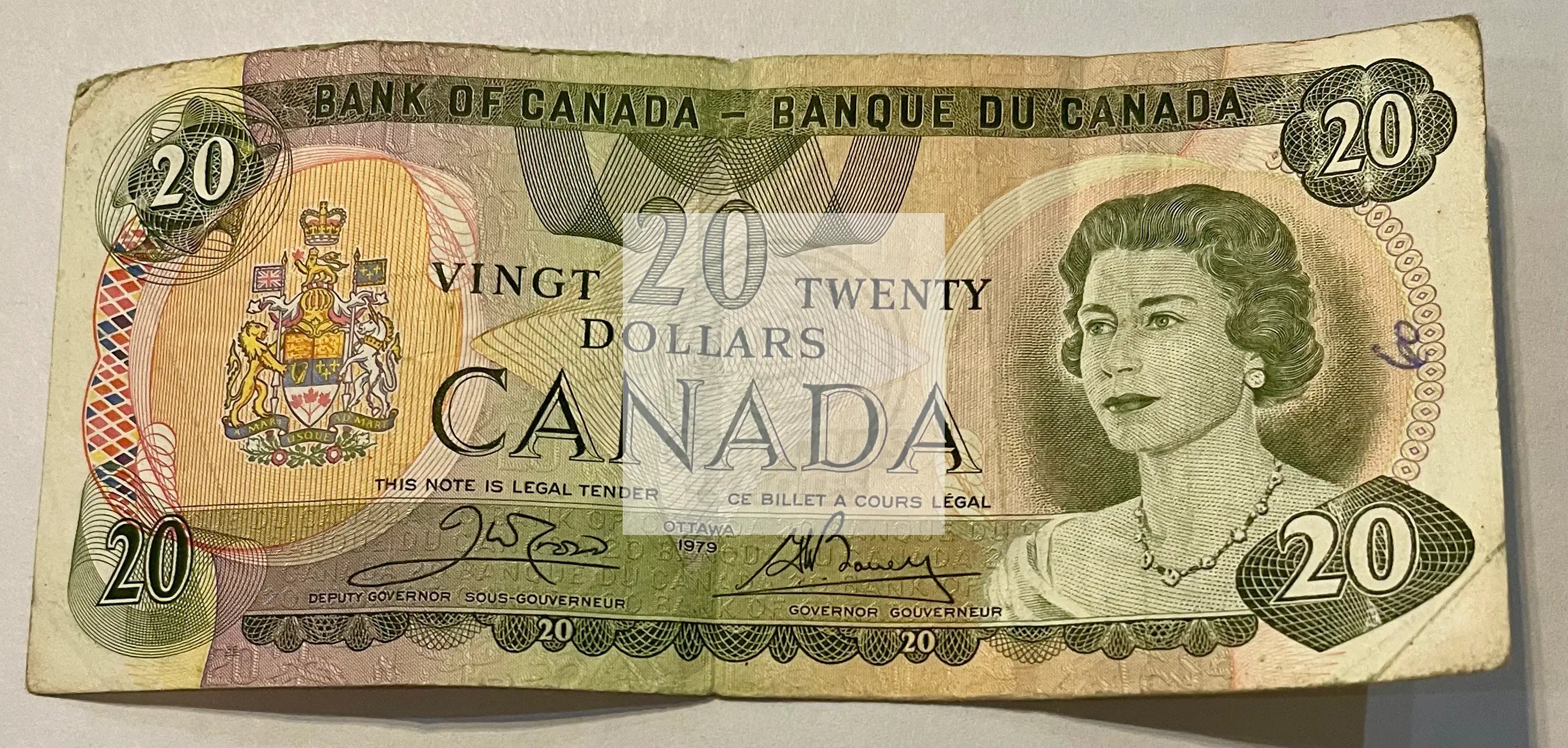 CANADA 20 Dollars 1979, BC-54c, Thiessen / Crow, Circulated, QEII. - Cool Coins & Notes