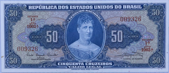 BRAZIL  ND1956/1959 50 CRUZEIROS P152 UNC Banknote