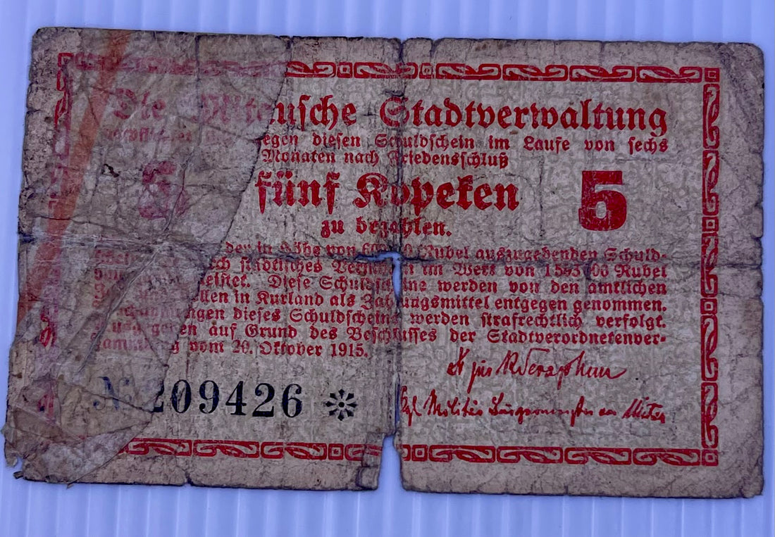 Latvia 1915 5 Kapeikas P-16 Used World Banknote
