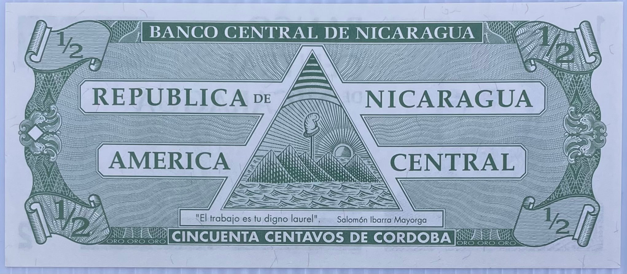 1991 Nicaragua 1/2 Cordoba P-172 UNC World Banknote