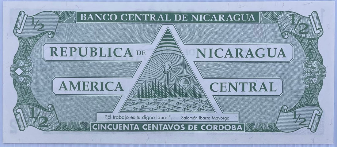1991 Nicaragua 1/2 Cordoba P-172 UNC World Banknote