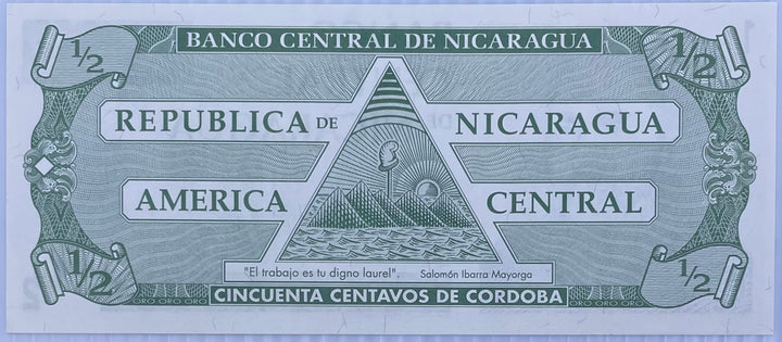 1991 Nicaragua 1/2 Cordoba P-172 UNC World Banknote
