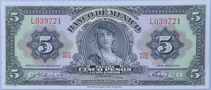 Mexico 1963 5 Pesos P60 UNC, Banknote