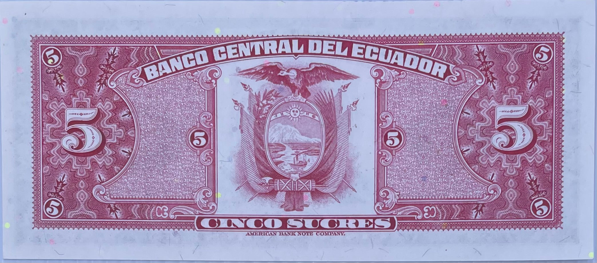 1983 Ecuador 5 Sucres P-108 UNC World Banknote From Lot