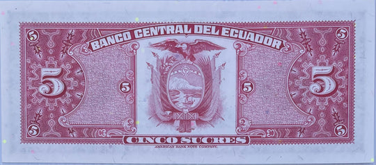 1983 Ecuador 5 Sucres P-108 UNC World Banknote From Lot