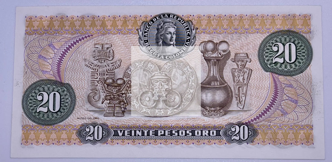 COLOMBIA 20 PESOS ORO 1979 AU P#409 World BANKNOTE - Cool Coins & Notes