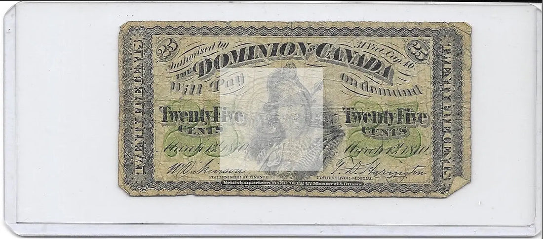 Canada 1870 25 Cents P-8b, Used World Banknote - Cool Coins & Notes