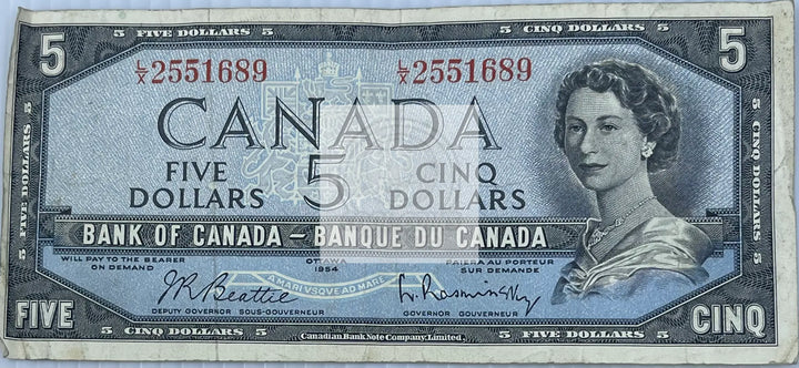 Canada 1954 5 Dollars QEII Used World Banknote Currency - Cool Coins & Notes