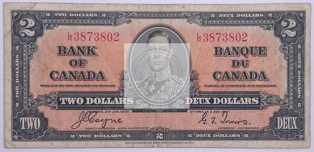 Canada 2 dollars 1937 Gordon / Towers P-59b - Cool Coins & Notes
